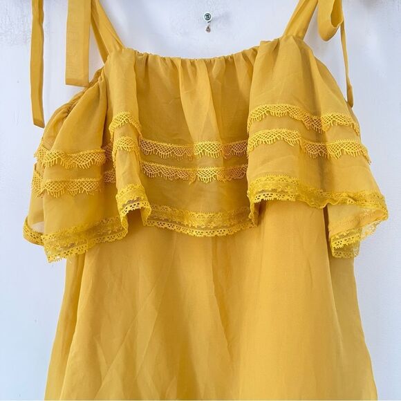 Revolve Tularosa Marigold Yellow Chelsea Babydoll Lace Mini Dress - Picture 6 of 12